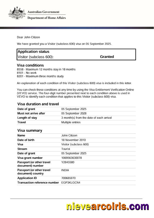 Australia e-visa, version 2